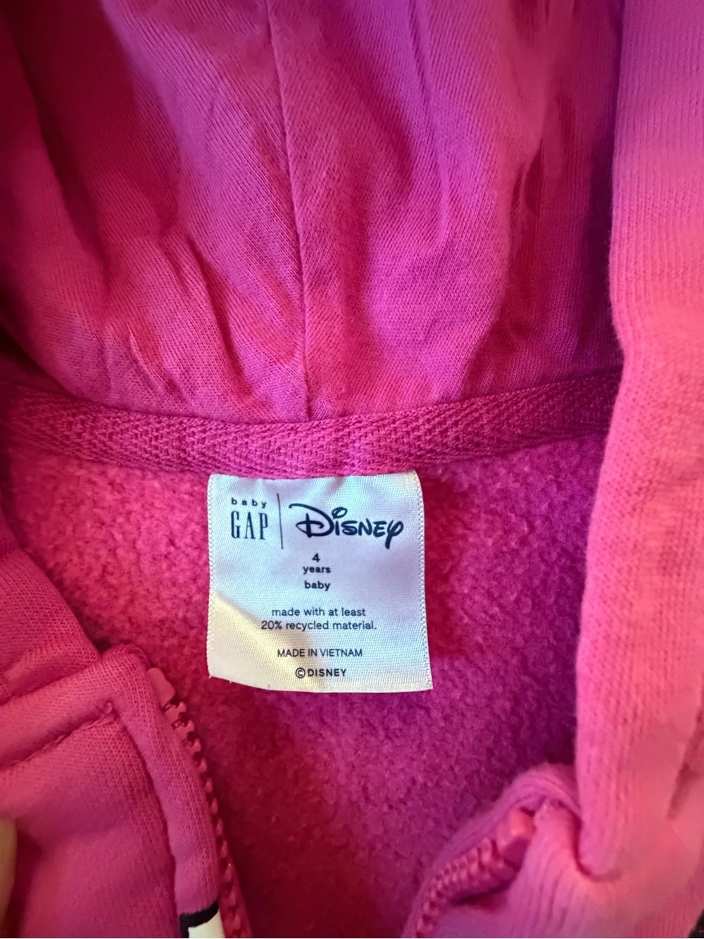 Baby Gap Disney Minnie Mouse Pink Hoodie Jacket Girls 4T